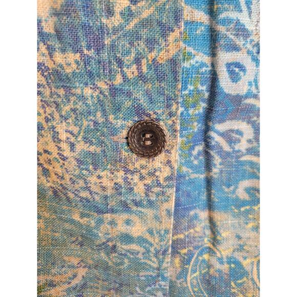 CJ Banks Blue Floral Linen Blend Button Up Top Cottage Core Vest Womens 2X - Picture 7 of 11